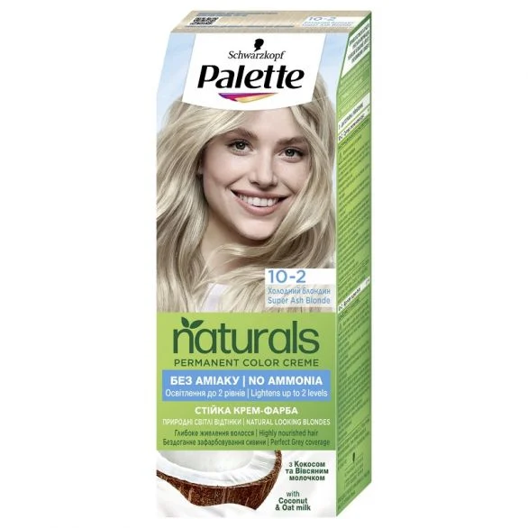Palette Naturals, Боя за коса, 10-2 супер пепеляво рус