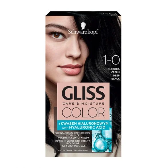 Schwarzkopf Gliss Color, боя за коса, 1-0 наситено черен