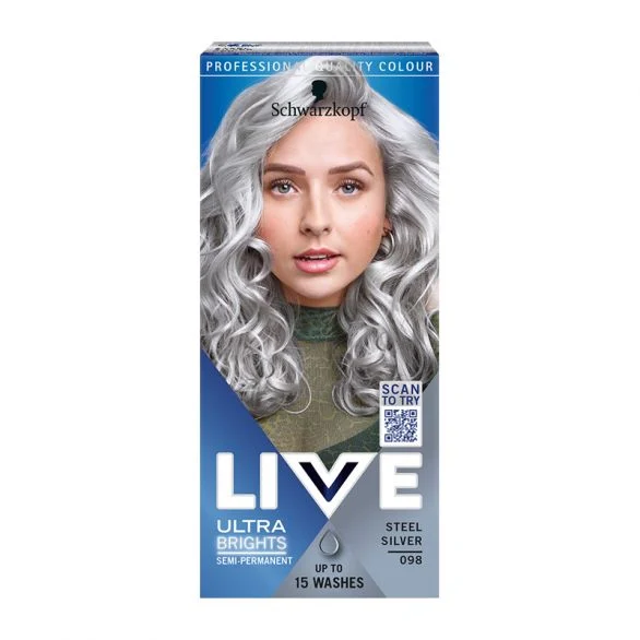 Schwarzkopf Live Ultra Brights, боя за коса, 098 сребърна стомана
