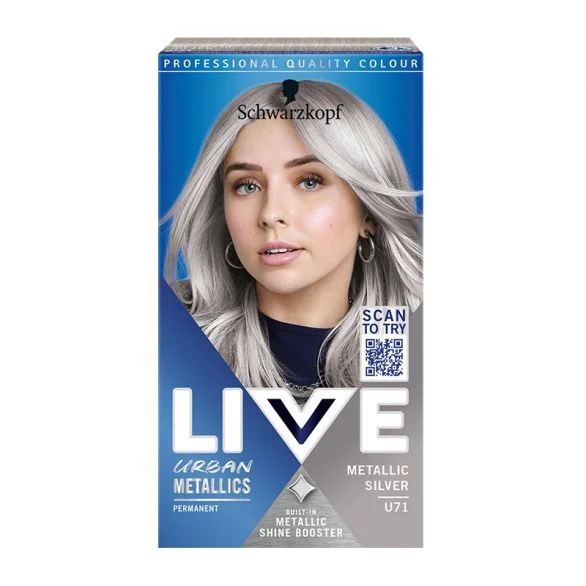 Schwarzkopf Live Urban Metallics, боя за коса, U71 сребрист металик