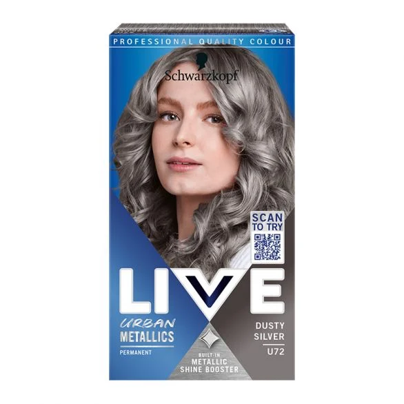Schwarzkopf Live Urban Metallics, боя за коса, U72 прашно сребристо