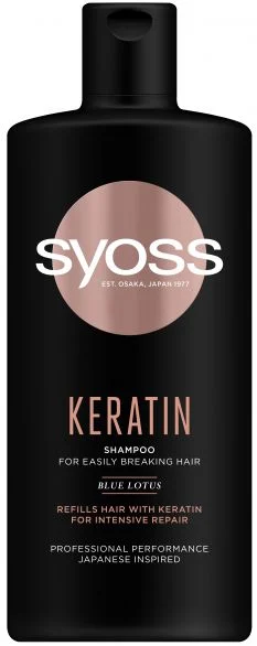 Syoss Keratin, шампоан за суха и накъсана коса с кератин, 440 мл.