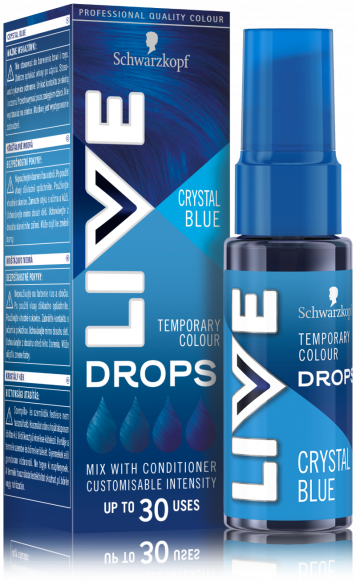 Schwarzkopf Live Temporary Colour Drops, капки за боядисване на коса, кристално синьо, 30 мл.