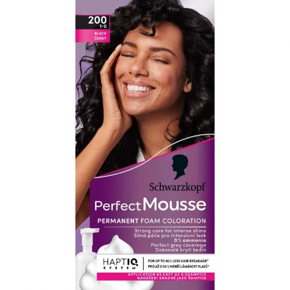 Schwarzkopf Perfect Mousse, боя за коса, 200 (1-0) черно