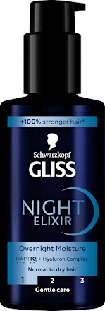 Gliss Night Elixir Overnight Moisture, нощен еликсир за нормална до суха коса 100 мл.
