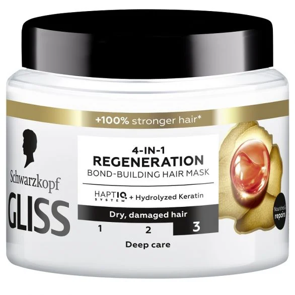 Gliss Regeneration 4-in-1, регенерираща маска за суха коса 4 в 1, 400 мл.