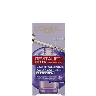 L'Oréal Revitalift Filler, околоочен серум с хиалуронова киселина и кофеин, 20 мл