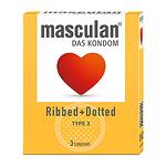 Ribbed + Dotted презервативи, 3 броя, Masculan