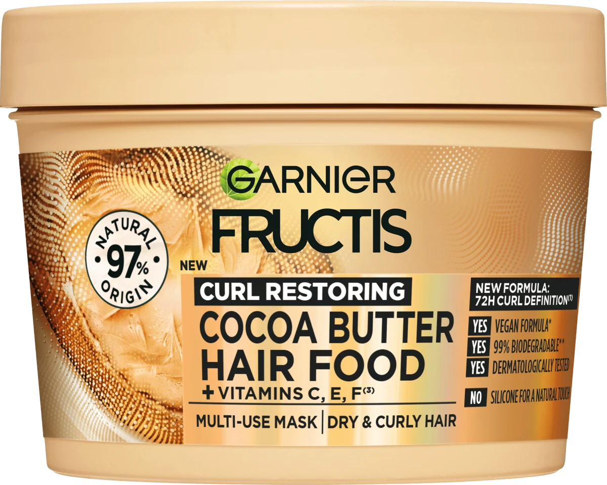 Garnier Fructis Cocoa Butter Hair Food, Изглаждаща маска за непокорна коса, 390 мл