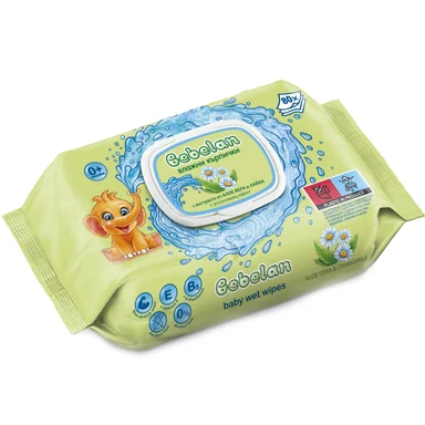 Bebelan, Мокри кърпи с алое вера и лайка, 80 броя