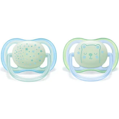Philips Avent Ultra Air Night, Ортодонтични залъгалки, 0-6 месеца, 2 броя
