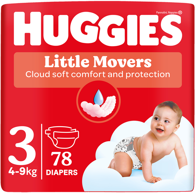 Huggies, Литъл Мувърс пелени 3 (4-9кг) 78 бр