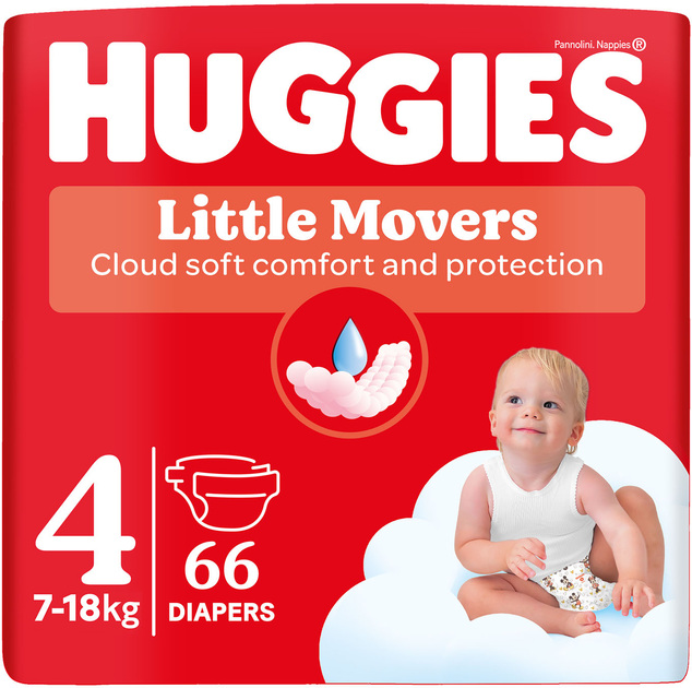 Huggies, Литъл Мувърс пелени 4 (7-18кг) 66 бр