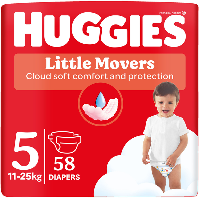 Huggies, Литъл Мувърс пелени 5 (11-25кг) 58 бр