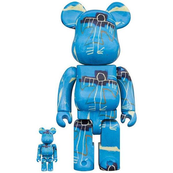 MEDICOM TOY - BE@RBRICK BOOWY “B・BLUE” 100％ & 400％ Jean-Michel Basquiat v9 (Blue Angel) 400% & 100% Bearbrick Set