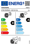 Лятна гума YOKOHAMA 275/35 R21 103W TL ADVAN Sport EV V108 XL D