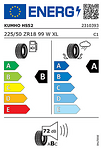 Лятна гума KUMHO 225/50 R18 99W TL Ecsta HS52 XL