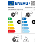Всесезонна гума GRIPMAX 275/50 R20 113W TL SureGrip A/S XL