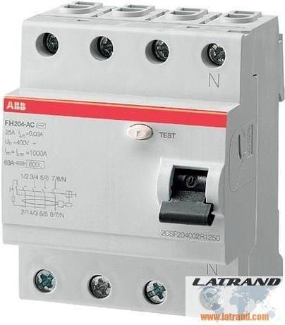 RCD 4P 63A 30mA FH204 type AC series ABB - 2CSF204002R1630