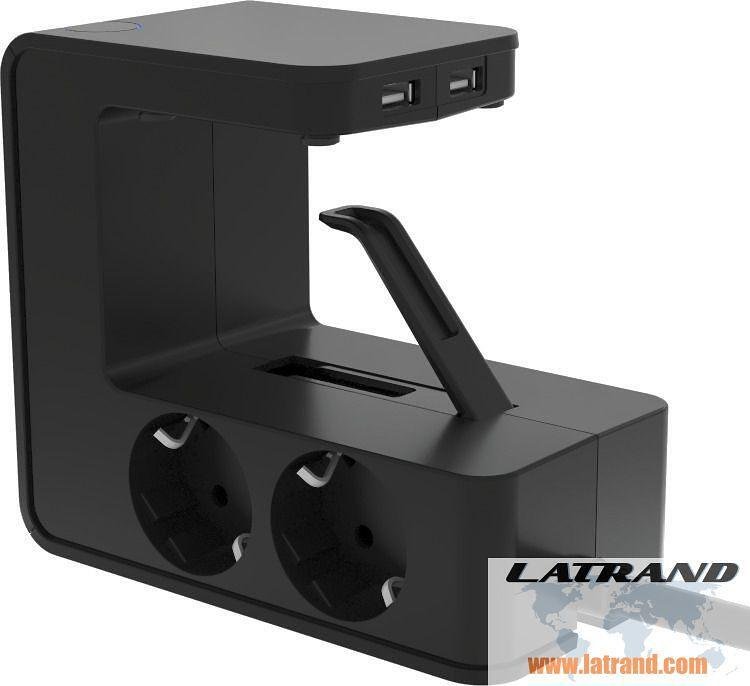 Multipresa Nera U-POWER 4x2P+E e 2xUSB 3.4A con cavo 1.5 metri Legrand 694812