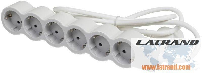 Schuko-Verteiler Legrand 694557, 6x2P+E, 1,5 m Kabel, weiß/grau