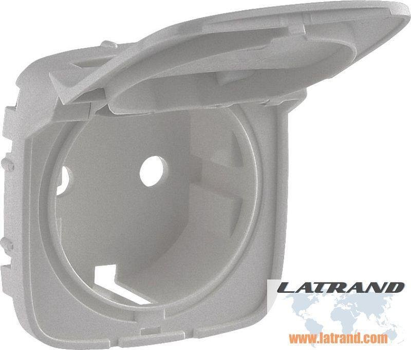 Placca frontale per contatto con coperchio Schuko con protezione bambini colore Alluminio Valena Allure Legrand - 754847