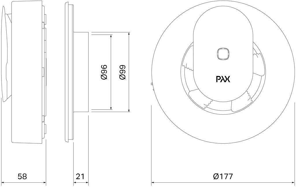 Ventilatore Smart PAX f100-120mm, colore Bianco, 110m3/h, 4W, 20dB PAX Norte