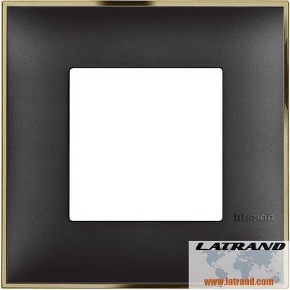Rahmen SCHWARZ mit GOLD 2 Mod. DEUTSCHER STANDARD für Montage auf Trägerrahmen 2 Mod. Classia Bticino - R4802BD