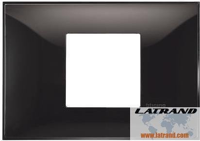Frame GLOSSY BLACK 2 modules ITALIAN STANDARD for mounting on support frame 3 modules Classia Bticino - R4819BC