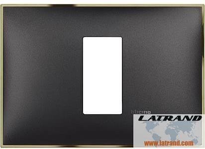 Rahmen SCHWARZ mit GOLD 1 Mod. ITALIENISCHER STANDARD für Montage auf Trägerrahmen 3 Mod. Classia Bticino - R4803M1BD