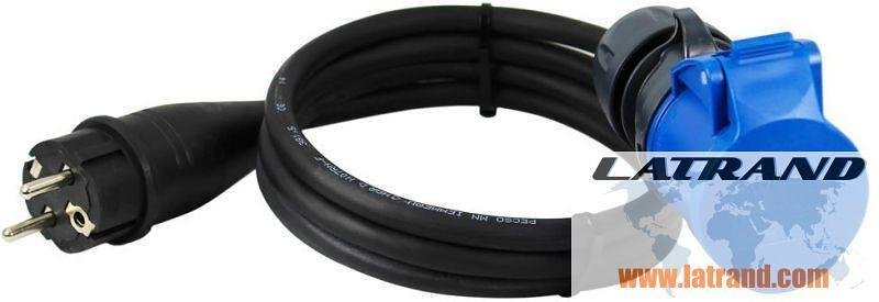 Adattatore con cavo H05RR-F 3G1,mm2 1.5m da spina Schuko a CEE 2P+T 16A contatto mobile /vecchio 60486/ Commel