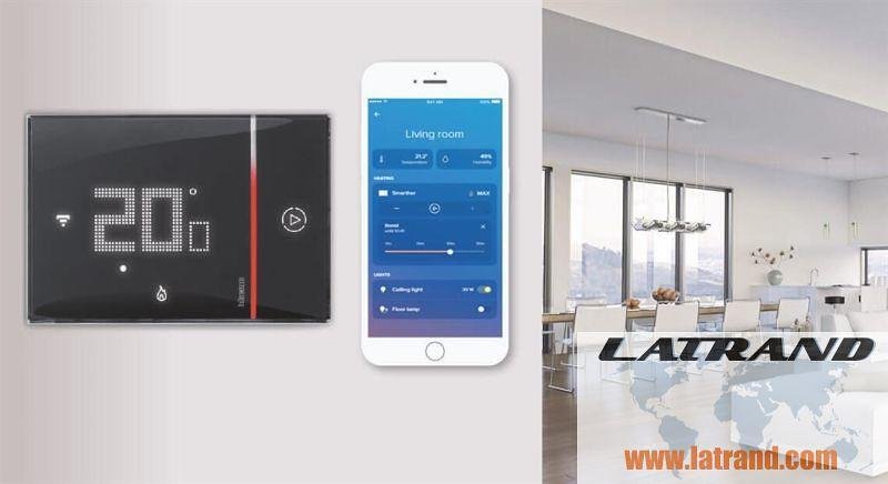 Термостат Smarther 2 с вградено Wi-FI за вграден монтаж ЧЕРЕН Bticino with Netatmo от Legrand - XG8002