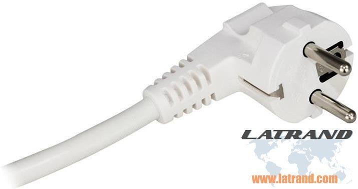 Câble blanc avec fiche en L H05VV-F 3x1,5mm² 2 mètres Commel - C0512