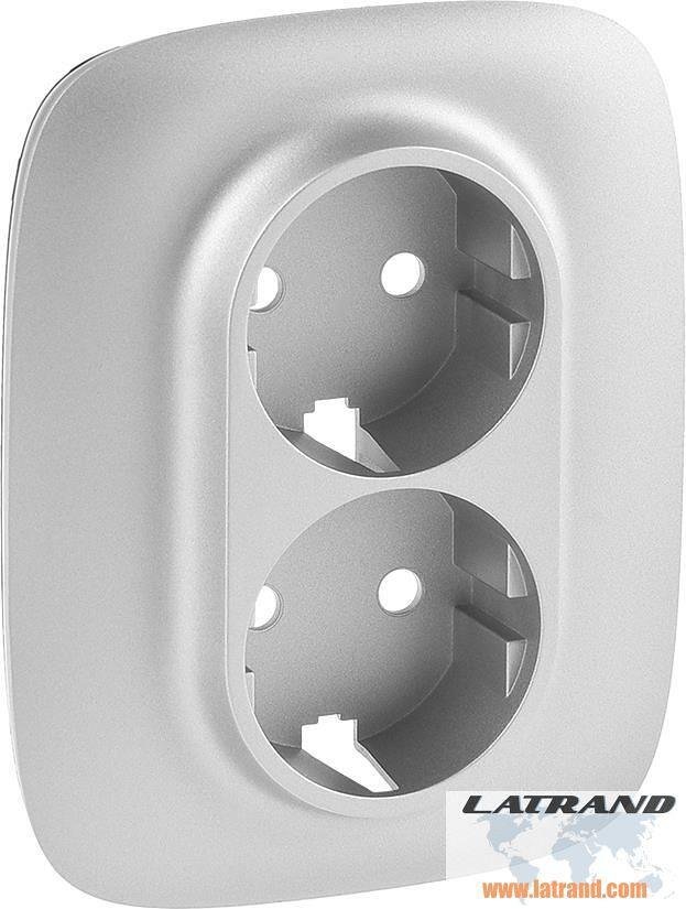 Placca frontale per contatto doppio Schuko con protezione bambini colore Alluminio Valena Allure Legrand - 754957
