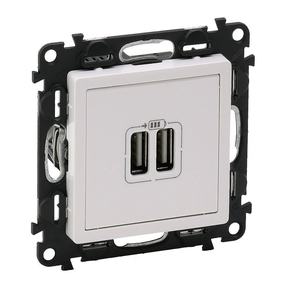 Presa USB doppia 1500mA per ricarica 5V, bianco, Legrand, Valena Life, 753112
