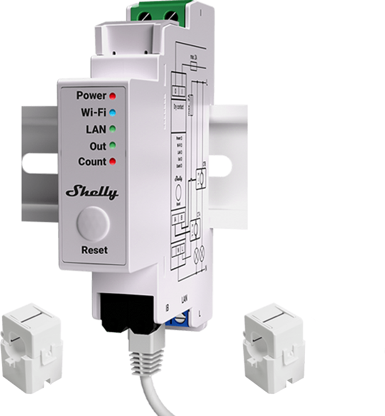 Einphasen Smart-Messgerät 2x 50A für DIN-Montage Shelly PRO EM 50 - 268148