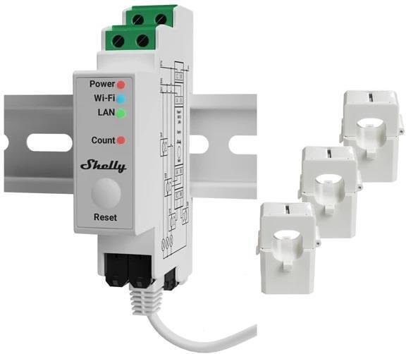 Medidor Smart trifásico 3x 400A para montaje DIN Shelly PRO 3EM 400A - 268117