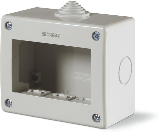 Scatola a consolle, 98x82x52mm, 3 moduli, montaggio superficiale, Unibox, Scame, 136.4123, IP40