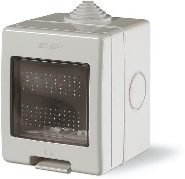 SCAME - Consolle per montaggio a vista con coperchio IP55 2 mod. Unibox colore GRIGIO - 136.5122