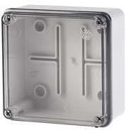 Box 100x100x50mm IP56, UV, Solid Walls, Screw Closure on Transparent Lid, Scabox Scame-686.224