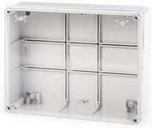 Boîte 240x190x90mm IP56, UV, parois pleines, fermeture à vis sur couvercle transparent, Scabox Scame-686.228