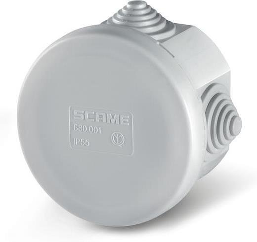 Box ø65x40mm IP55, UV, 4 cable membranes for PG16, click closure, new, Cubox series Scame-680.001
