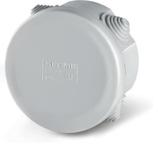 Box ø80x40mm IP55, UV, 4 cable membranes for PG16, click closure, new, Cubox series Scame-680.002