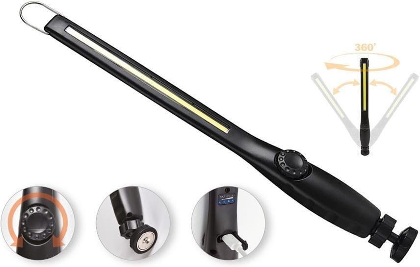 Lampe LED de travail 10W 580lm avec base magnétique 360° et batterie 2000 mAh chargeur USB IP44 Commel - C401-015