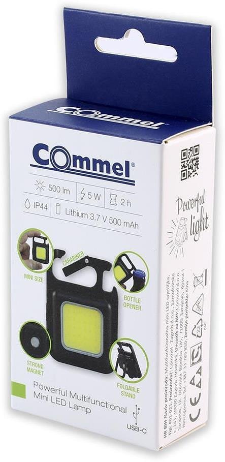 Lampe de travail Mini 5W 500lm avec batterie USB Li-ion 3,7V 500mAh avec mousqueton et support magnétique IP44 Commel - C401-021