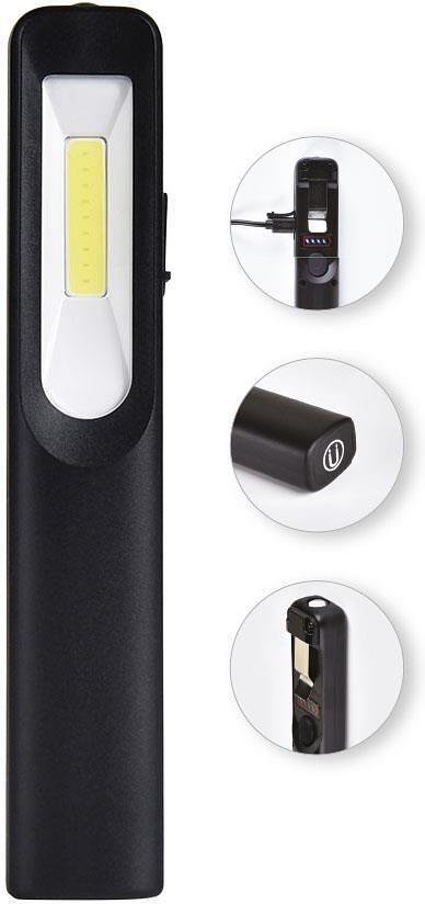 Lampe LED de travail portable 3W+3W COB 250lm avec batterie USB Li-ion 3,7V 1200mAh IP44 Commel - C401-020