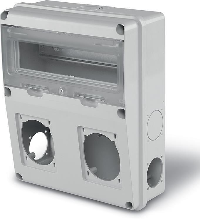 Cuadro para contactos industriales y módulos DIN IP55, UV, serie Enerbox /11 DIN, 2x16-32A y 4xschuko/ Scame-633.2021
