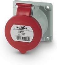 Presa industriale 3P+N+E 16A 230V IP54 RETTA serie Optima montaggio a pannello 75x75 mm Scame-423.1667 rossa/grigia