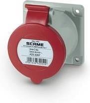 Presa industriale 3P+N+E 32A 230V IP54 RETTA serie Optima montaggio a pannello 75x75 mm Scame-423.3267 rossa/grigia