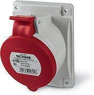 Presa industriale 3P+N+E 32A 380V IP54 serie Optima montaggio a pannello 84x106 mm Scame-413.3267 rossa/grigia